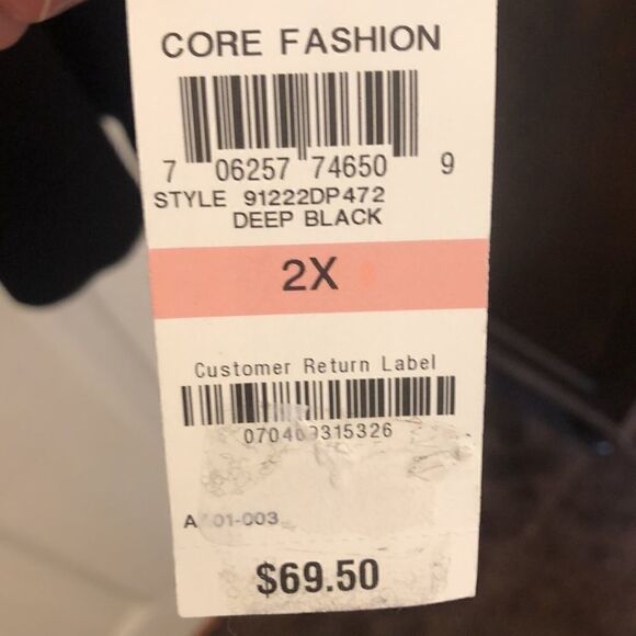 Black Shrug Cardigan 2X Rayon Blend NWT, Open Front Pit to Pit 23 1/4" - Picture 13 of 13